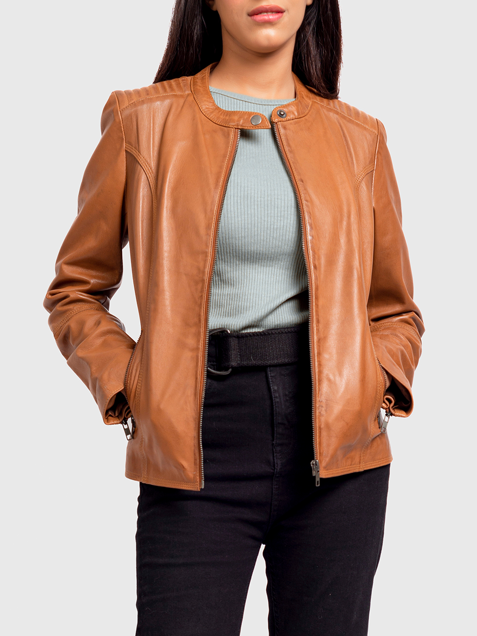 Bia Tan Brown Leather Jacket